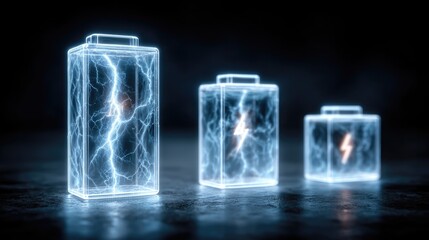 Futuristic Transparent Battery with Electric Energy Concept
