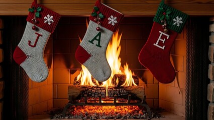 christmas stocking on fireplace