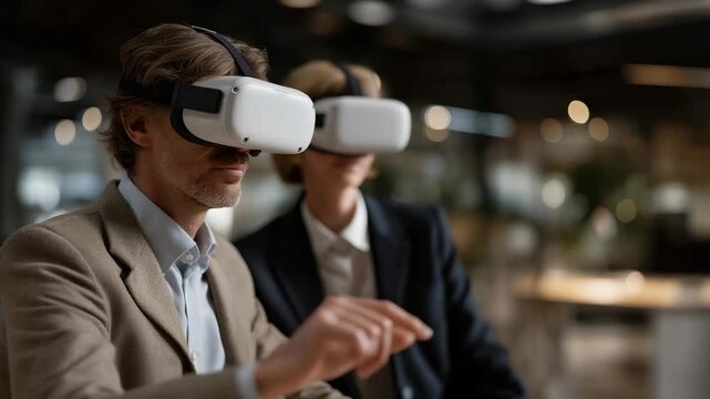 Close-up of designers manipulating 3D logos and marketing assets in VR headset environment, highlighting virtual collaboration, next-generation creative tools, and modern digital studio workflow.