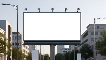 Large Horizontal Blank Billboard Mockup in Urban City Street
