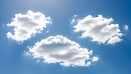 Obraz premium Artistic 8K Sunny Sky with Polished Reflective Clouds – Glowing White Clouds on Pure Minimal Background