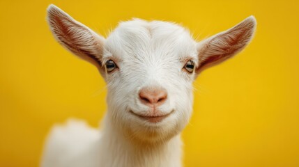 Obraz premium Livestock Portrait of a Young Goat on a Colorful Backdrop