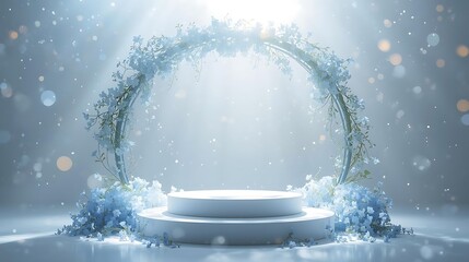 Enchanting winter wedding arch with illuminated pedestal