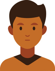 Minimalist bronze skin tone stylized avatar with clean vector shapes