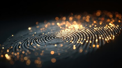 Glowing Fingerprint Scanned by Light Symbolizing Digital Security