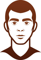 Stylized vector illustration of a person s head with deep coffee skin tone