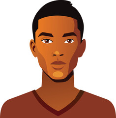 Minimalist portrait illustration with deep russet skin tone and soft shading suitable for advertising banners