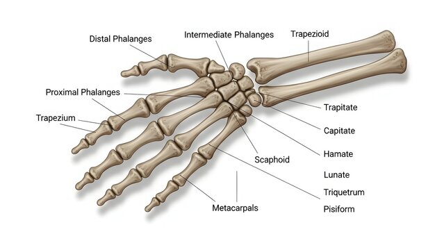 Hand Bone Anatomy &ndash; Ultra Realistic Skeletal Diagram