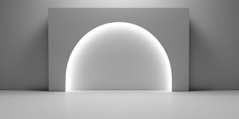 Minimalist architectural archway with soft glowing light