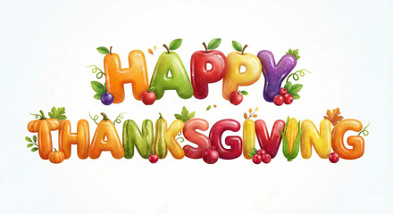 happy thanksgiving text typography 3d. AI