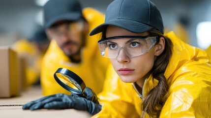 Thorough pest inspection in business premises highlighting scanning of packaging and stock in warehouse environment for contamination risks.