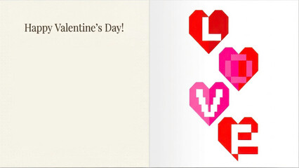 Valentine's Day card with colorful hearts and positive message  