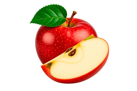 red apple with a slice