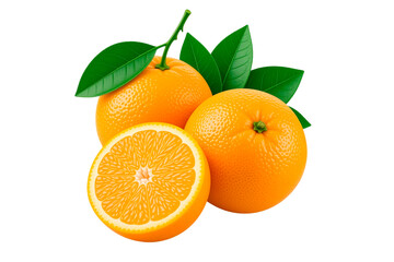 orange with leaves isolated