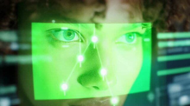 Close-up of sensor readings and gaze-tracking overlays on participants&rsquo; facial expressions, highlighting data-driven marketing insights, psychographic research, and precision-targeted advertising