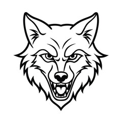 Vector illustration of a wild wolf head and fox animal tattoo silhouette