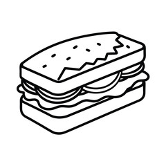 Delicious isolated vector illustration of a fast food sandwich snack with cheese, ham, and bread