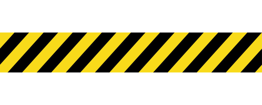 Diagonal hazard stripe tape icon with bold yellow and black slanted stripes, safety warning marking icon for industrial barriers