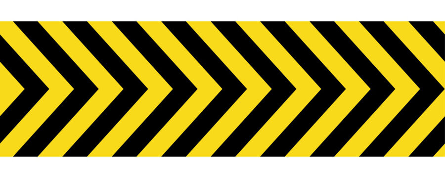 Extended chevron hazard tape icon with repeating yellow and black angled stripes, industrial caution marking icon for safety barriers