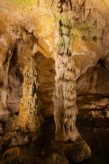 Stalgmite and Column at Carlsbad Caverns.