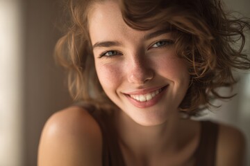 Close-up of Woman's Face Illuminated by Diffused Sunlight