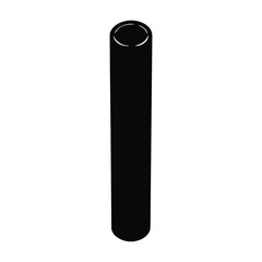 Black cylindrical tube standing upright on a white background