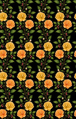 seamless pattern with yellow flowers