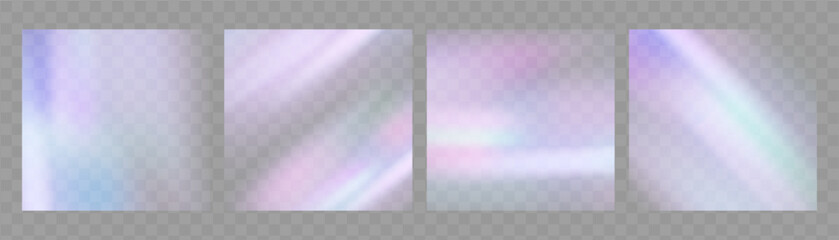Naklejka na ściany i meble Lilac crystal prism light flare with transparent rainbow overlay and iridescent blur.