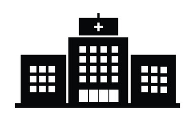 Hospital icon building healthcare facility medical cross symbol black and white