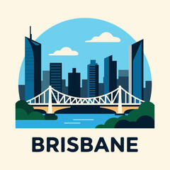 Brisbane city Australia, vector art illustration.