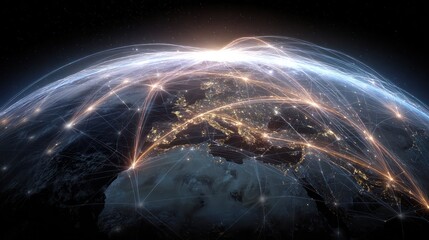 Visualizing Global Data Exchange with Glowing Network on Earth Globe