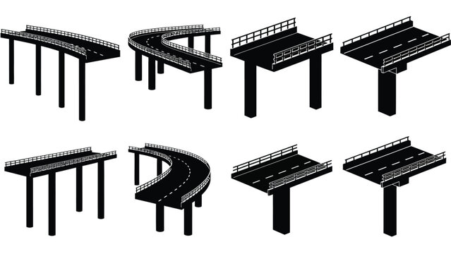 Illustrative diagrams of various bridge and overpass structural designs