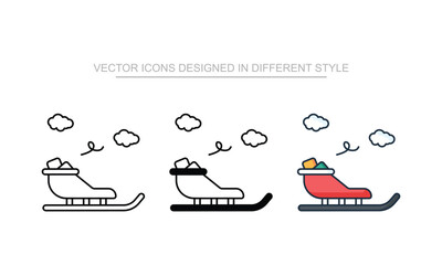 Sleigh icons set in different style with white background