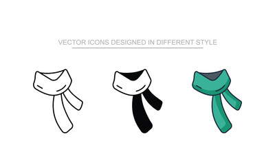 Scarf icons set in different style with white background