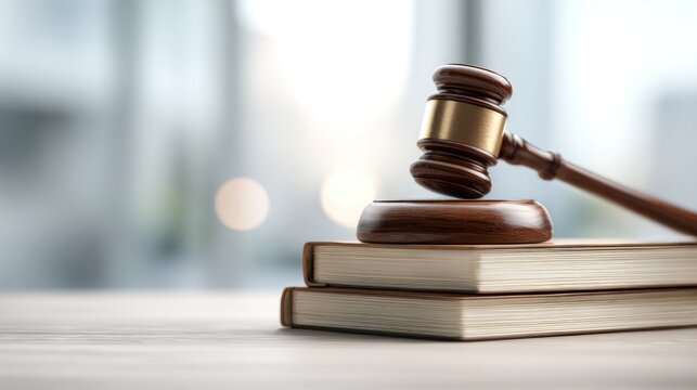 Gavel on books law and justice concept