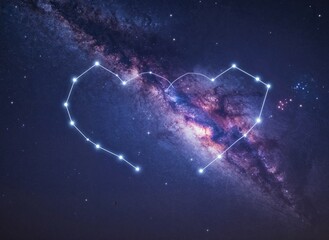 Heart Constellation Over Galaxy