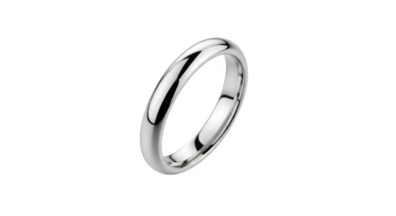 Elegant silver ring with a polished finish a simple band design isolated on transparent background