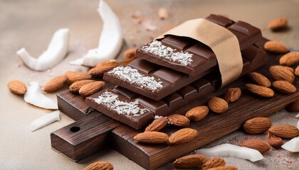 Vegan Chocolate Bar With Almonds And Coconut Vertical Poster