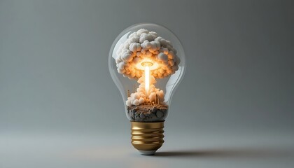 Idea explosion rocket launch inside light bulb