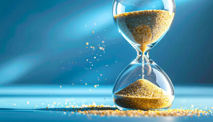 Time's Gentle Flow: An hourglass, with sand elegantly trickling from top to bottom. It is a visual metaphor for the passage of time and fleeting moments.