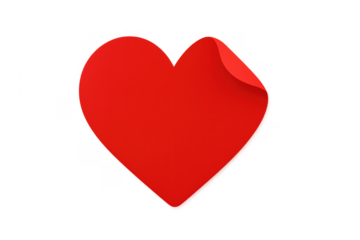 Red heart sticker peeling transparent background