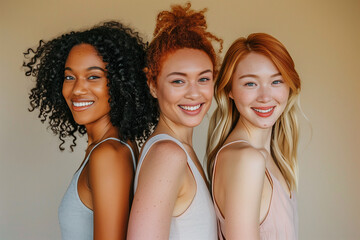 Multiethnic young women having fun together