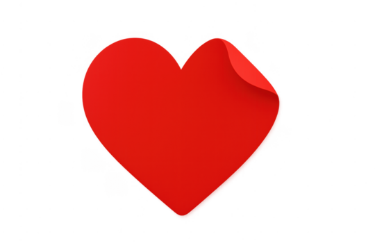 Red heart sticker peeling transparent background - Powered by Adobe