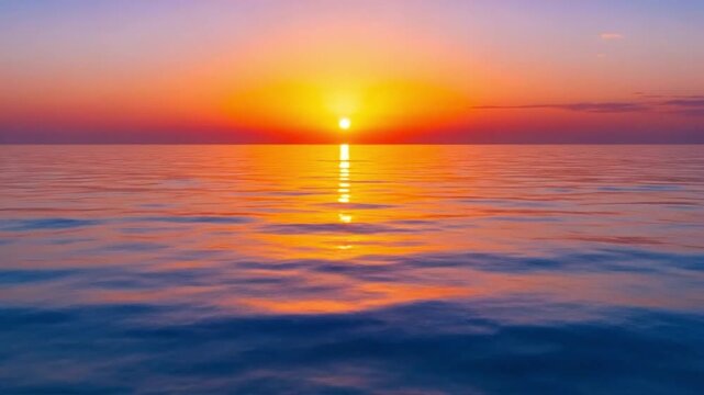 Stunning sunset view over the ocean captured from a drone at water level