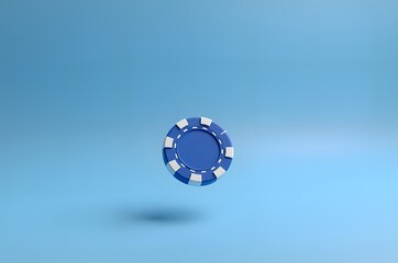 Blue Casino Chip Floating on Blue Background