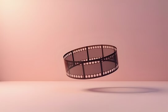 Film Strip Floating Against a Pink Background