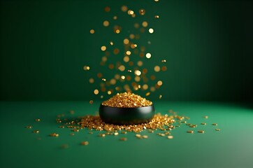 Golden Coins Overflowing from a Bowl