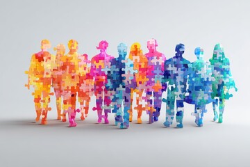 Diverse Group Puzzle Pieces Teamwork and Business Structure Concept