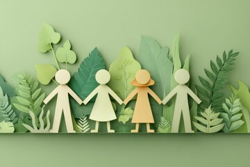 Paper Cut-Out People Representing Unity and Diversity