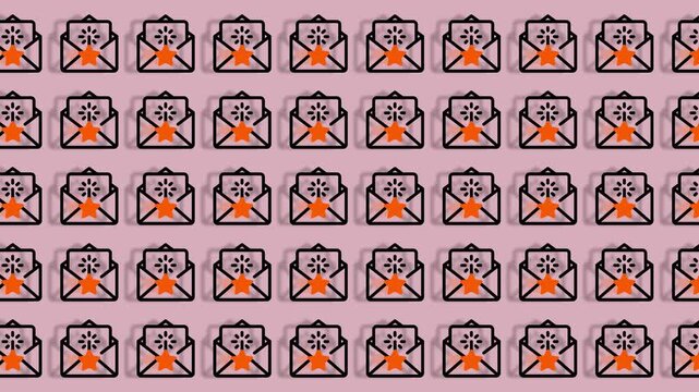 Abstract Pattern of Envelopes with Orange and Blue Accents.
